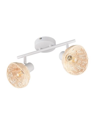Luminárias de teto CALVI em rattan, lâmpadas não incluídas, 2x E14 máx. 10W IP20 Brancas