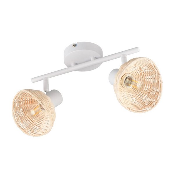 Focos de techo de rattan CALVI bombillas excl. 2x E14 max. 10W IP20 Blanco