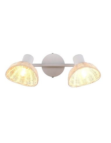Focos de techo de rattan CALVI bombillas excl. 2x E14 max. 10W IP20 Blanco
