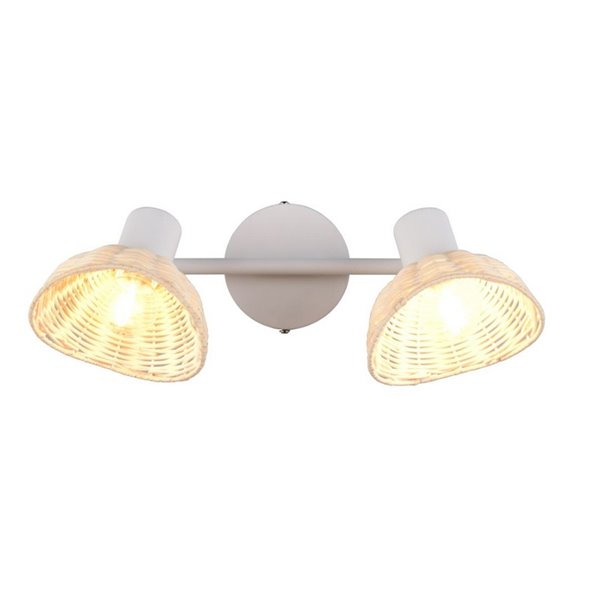 Focos de techo de rattan CALVI bombillas excl. 2x E14 max. 10W IP20 Blanco