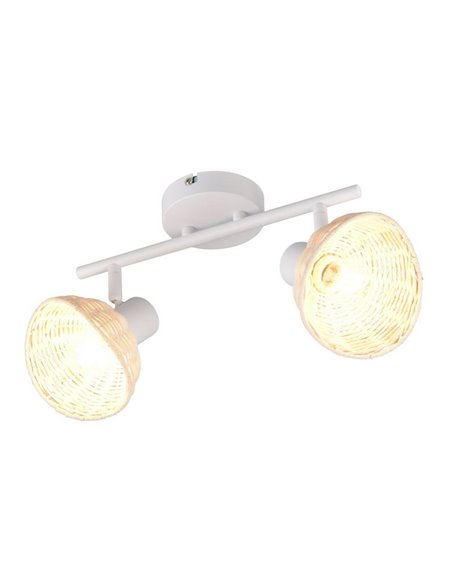 Focos de techo de rattan CALVI bombillas excl. 2x E14 max. 10W IP20 Blanco