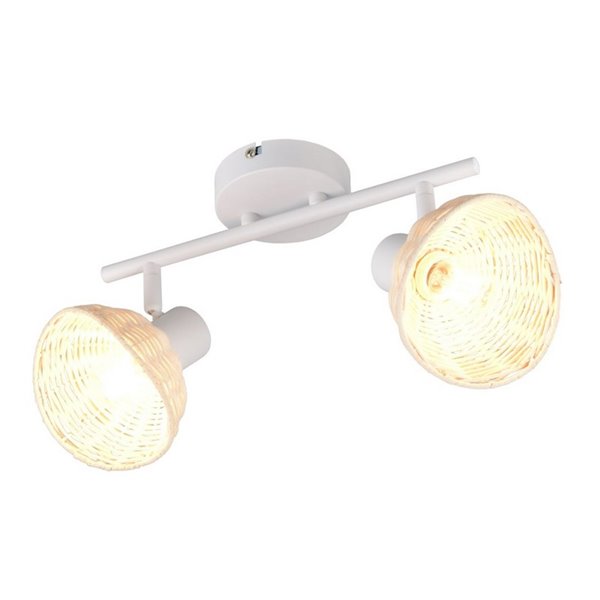 Focos de techo de rattan CALVI bombillas excl. 2x E14 max. 10W IP20 Blanco