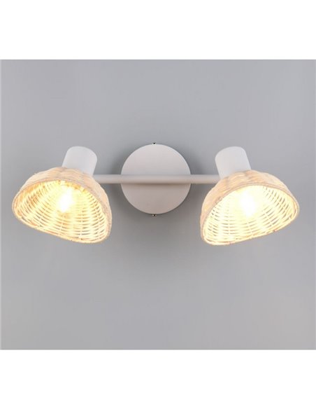 Focos de techo de rattan CALVI bombillas excl. 2x E14 max. 10W IP20 Blanco