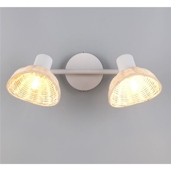 Spots de plafond CALVI en rotin, ampoules non incluses, 2 x E14 max. 10 W IP20 Blanc