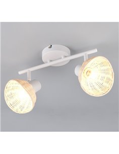 Focos de techo de rattan CALVI bombillas excl. 2x E14 max. 10W IP20 Blanco 2