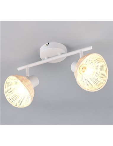 Focos de techo de rattan CALVI bombillas excl. 2x E14 max. 10W IP20 Blanco