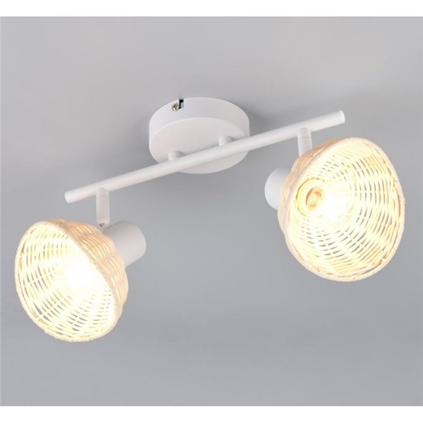 Focos de techo de rattan CALVI bombillas excl. 2x E14 max. 10W IP20 Blanco