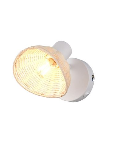 Focos de techo/aplique de pared rattan CALVI bombilla excl. 1x E14 max. 10W IP20 Blanco