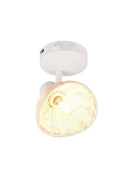 Focos de techo/aplique de pared rattan CALVI bombilla excl. 1x E14 max. 10W IP20 Blanco