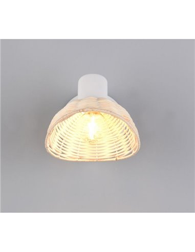 Focos de techo/aplique de pared rattan CALVI bombilla excl. 1x E14 max. 10W IP20 Blanco