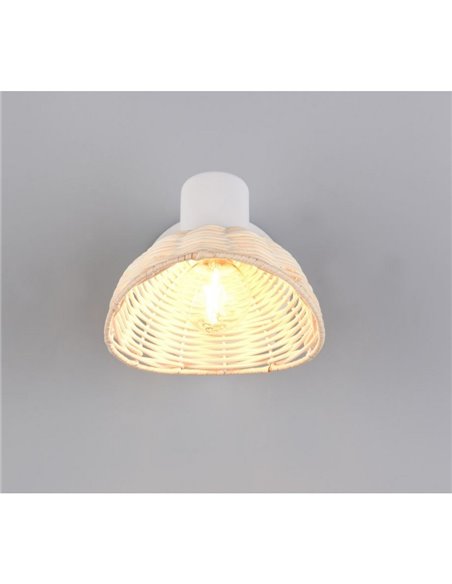 Focos de techo/aplique de pared rattan CALVI bombilla excl. 1x E14 max. 10W IP20 Blanco