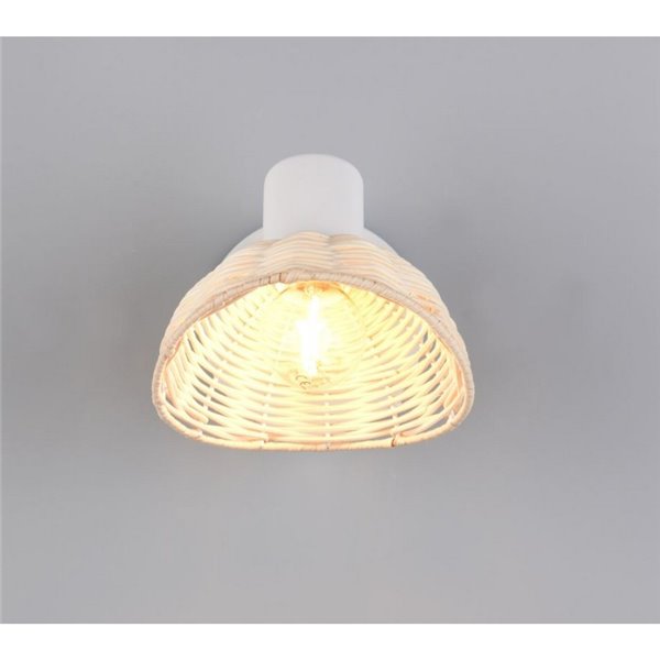 Focos de techo/aplique de pared rattan CALVI bombilla excl. 1x E14 max. 10W IP20 Blanco