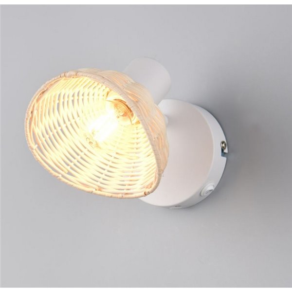 Focos de techo/aplique de pared rattan CALVI bombilla excl. 1x E14 max. 10W IP20 Blanco