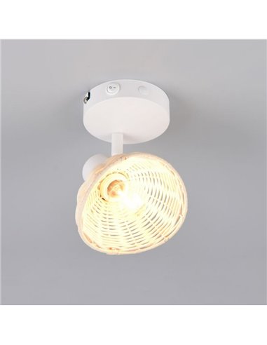 Luminárias de teto/parede CALVI em rattan, lâmpada não incluída (1 x E14 máx. 10W), IP20, brancas.