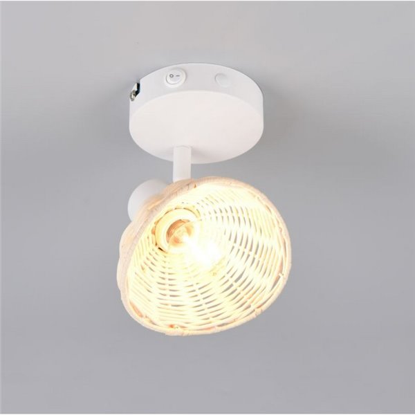 Focos de techo/aplique de pared rattan CALVI bombilla excl. 1x E14 max. 10W IP20 Blanco
