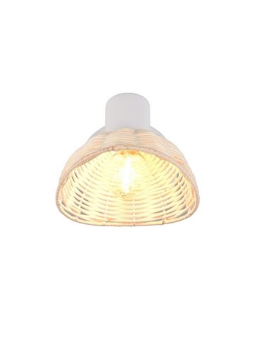 Focos de techo/aplique de pared rattan CALVI bombilla excl. 1x E14 max. 10W IP20 Blanco