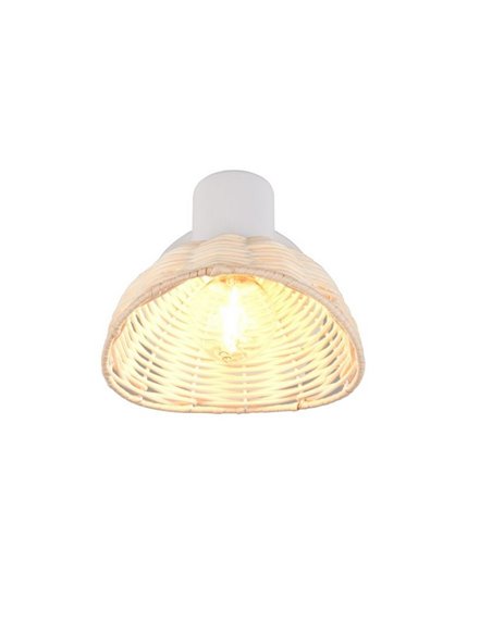 Focos de techo/aplique de pared rattan CALVI bombilla excl. 1x E14 max. 10W IP20 Blanco