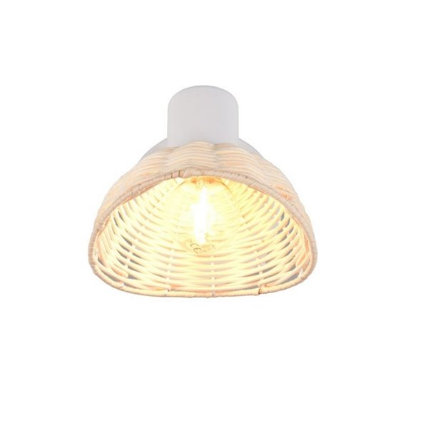 Luminárias de teto/parede CALVI em rattan, lâmpada não incluída (1 x E14 máx. 10W), IP20, brancas.