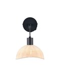 Aplique de pared CALVI rattan bombilla excl. 1x E14 max. 10W IP20 Negro