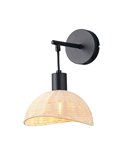 Aplique de pared CALVI rattan bombilla excl. 1x E14 max. 10W IP20 Negro