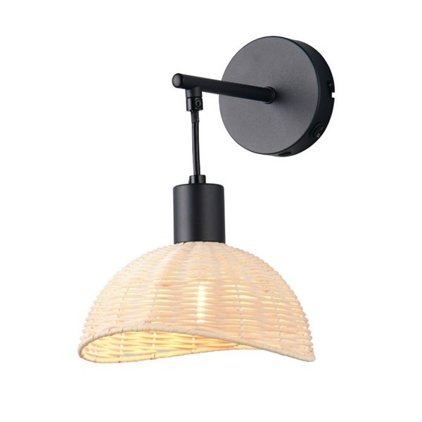 Aplique de pared CALVI rattan bombilla excl. 1x E14 max. 10W IP20 Negro