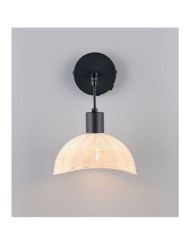 Aplique de pared CALVI rattan bombilla excl. 1x E14 max. 10W IP20 Negro