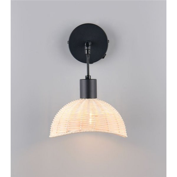 Applique murale CALVI en rotin, ampoule exclusive, 1 x E14 max. 10 W IP20 Noir