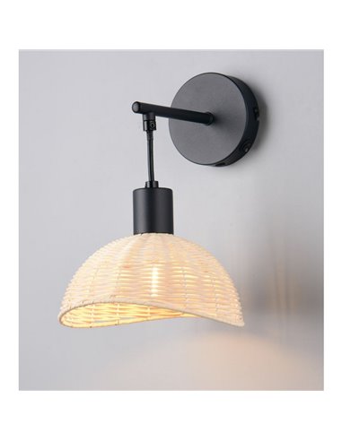 Aplique de pared CALVI rattan bombilla excl. 1x E14 max. 10W IP20 Negro