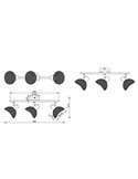 Regleta de techo de 3 focos rattan CALVI bombillas excl. 3x E14 max. 10W IP20 Blanco