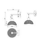 Aplique de pared CALVI rattan bombilla excl. 1x E14 max. 10W IP20 Negro