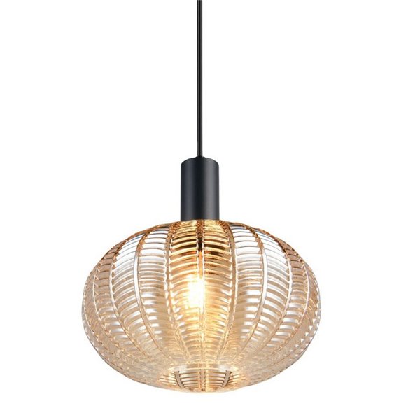Suspension ELVEZIA avec abat-jour en verre ambré, ampoule non incluse (1 x E27 max. 10W), IP20