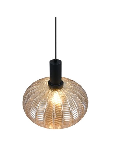 Luminária de teto pendente ELVEZIA com cúpula de vidro âmbar, lâmpada não incluída (1 x E27 máx. 10W), IP20