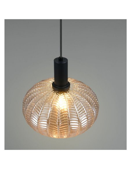 Lámpara colgante de techo ELVEZIA pantalla de vidrio ámbar bombilla excl. 1xE27 max. 10W IP20