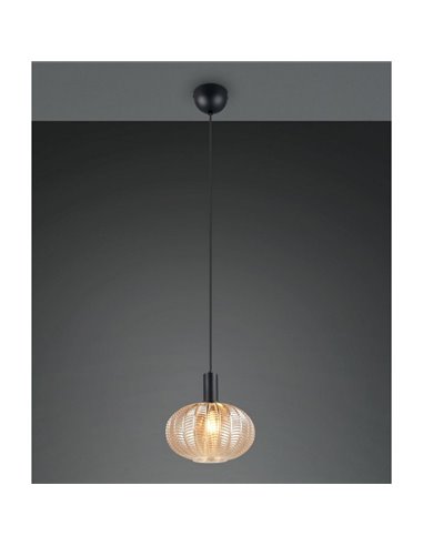 Suspension ELVEZIA avec abat-jour en verre ambré, ampoule non incluse (1 x E27 max. 10W), IP20