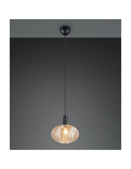 Suspension ELVEZIA avec abat-jour en verre ambré, ampoule non incluse (1 x E27 max. 10W), IP20