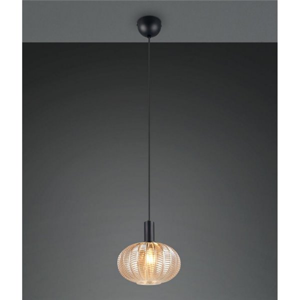Suspension ELVEZIA avec abat-jour en verre ambré, ampoule non incluse (1 x E27 max. 10W), IP20