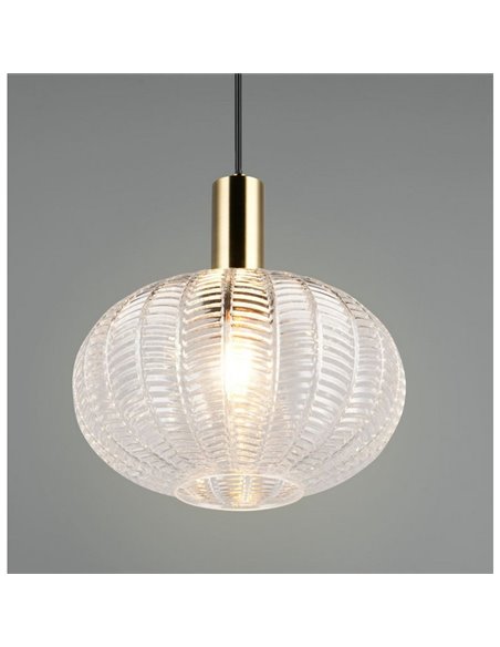 Luminária de teto pendente ELVEZIA com cúpula de vidro transparente, lâmpada não incluída (1 x E27 máx. 10W), IP20