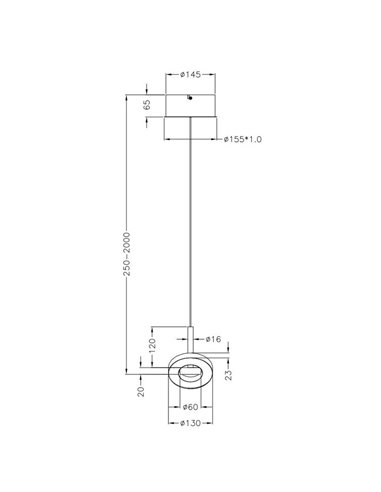Lámpara colgante LED GUANO 8W 850lm, regulable DIP SWITCH 2300+3000+4000K IP20 Níquel mate