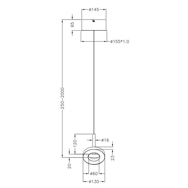 Luminária pendente LED GUANO 8W 850lm, dimerizável por DIP SWITCH 2300+3000+4000K IP20 Níquel Fosco