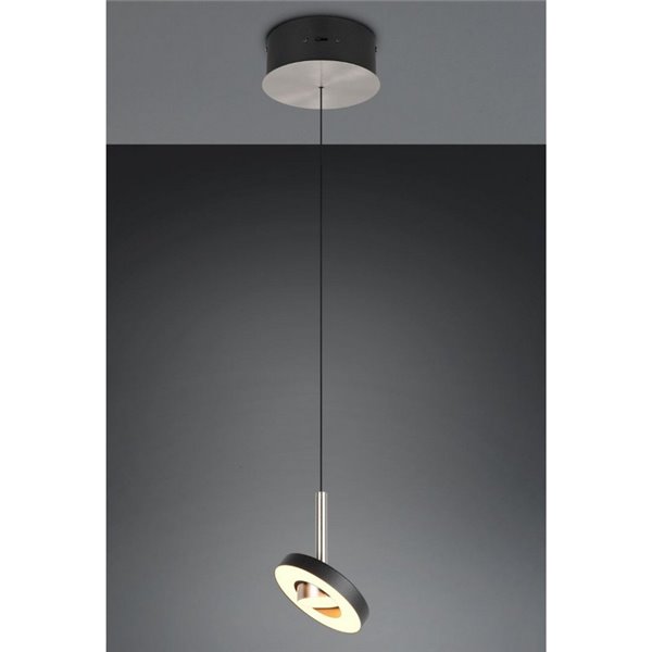 Luminária pendente LED GUANO 8W 850lm, dimerizável por DIP SWITCH 2300+3000+4000K IP20 Níquel Fosco