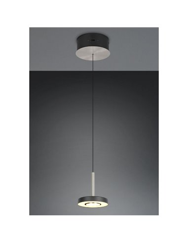 Luminária pendente LED GUANO 8W 850lm, dimerizável por DIP SWITCH 2300+3000+4000K IP20 Níquel Fosco