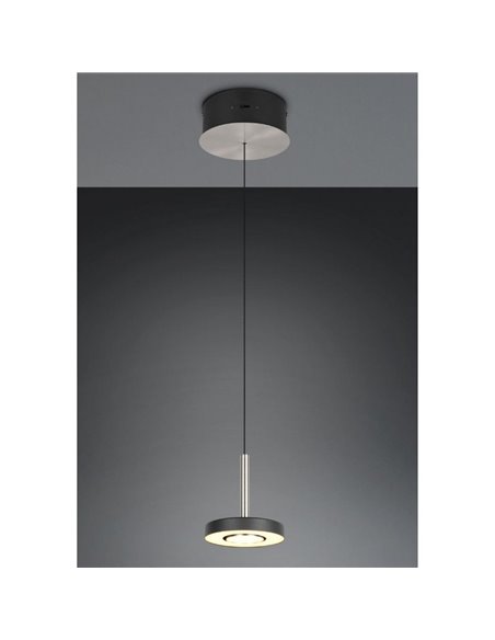 Lámpara colgante LED GUANO 8W 850lm, regulable DIP SWITCH 2300+3000+4000K IP20 Níquel mate