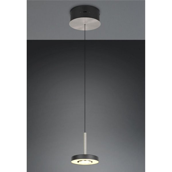 Luminária pendente LED GUANO 8W 850lm, dimerizável por DIP SWITCH 2300+3000+4000K IP20 Níquel Fosco