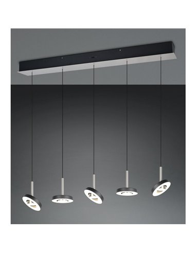 Lámpara de techo LED GUANO 5x8W 5x850lm regulable DIP SWITCH 2300+3000+4000K IP20 Níquel mate 