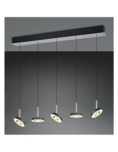 Luminária de teto LED GUANO 5x8W 5x850lm Dimerizável com Interruptor DIP 2300+3000+4000K IP20 Níquel Fosco