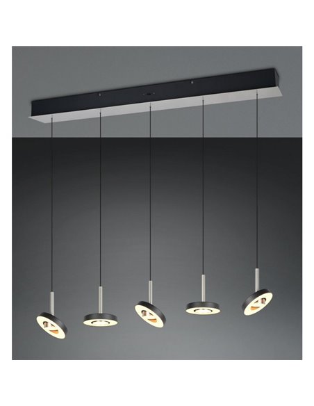 Lámpara de techo LED GUANO 5x8W 5x850lm regulable DIP SWITCH 2300+3000+4000K IP20 Níquel mate 