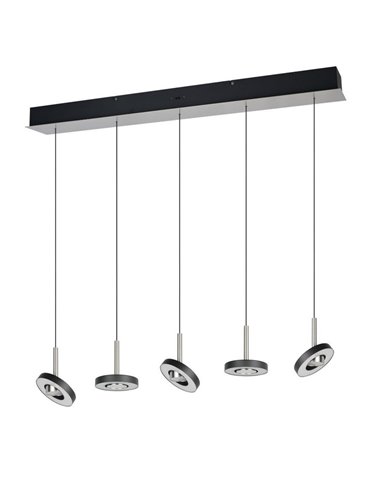 Plafonnier LED GUANO 5 x 8 W, 5 x 850 lm, dimmable par commutateur DIP, 2300 + 3000 + 4000 K, IP20, nickel mat