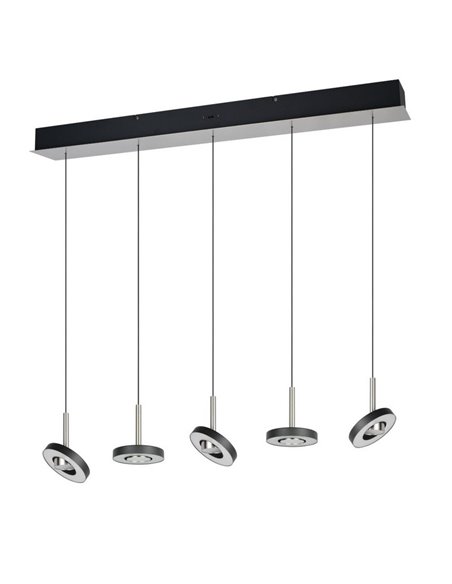Plafonnier LED GUANO 5 x 8 W, 5 x 850 lm, dimmable par commutateur DIP, 2300 + 3000 + 4000 K, IP20, nickel mat