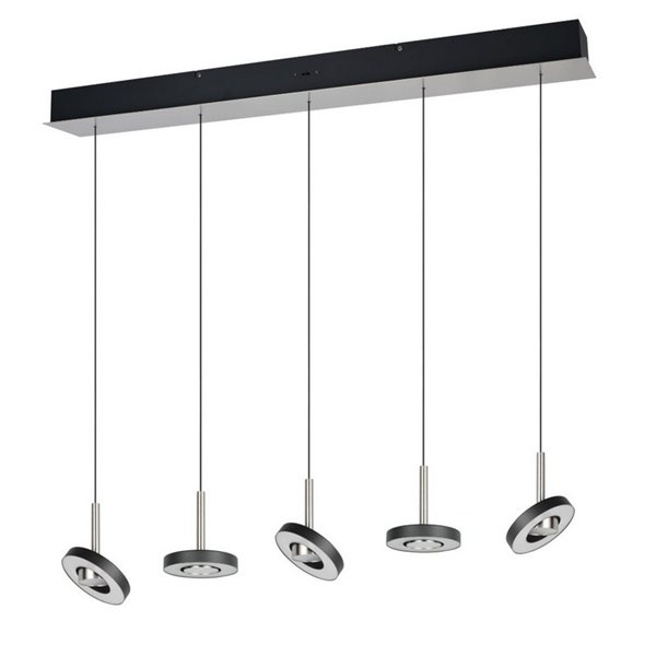 Plafonnier LED GUANO 5 x 8 W, 5 x 850 lm, dimmable par commutateur DIP, 2300 + 3000 + 4000 K, IP20, nickel mat
