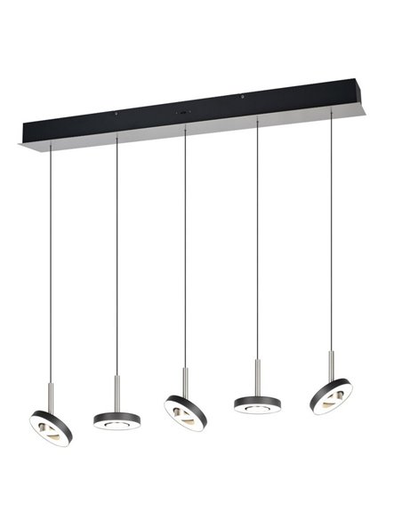 Lámpara de techo LED GUANO 5x8W 5x850lm regulable DIP SWITCH 2300+3000+4000K IP20 Níquel mate 